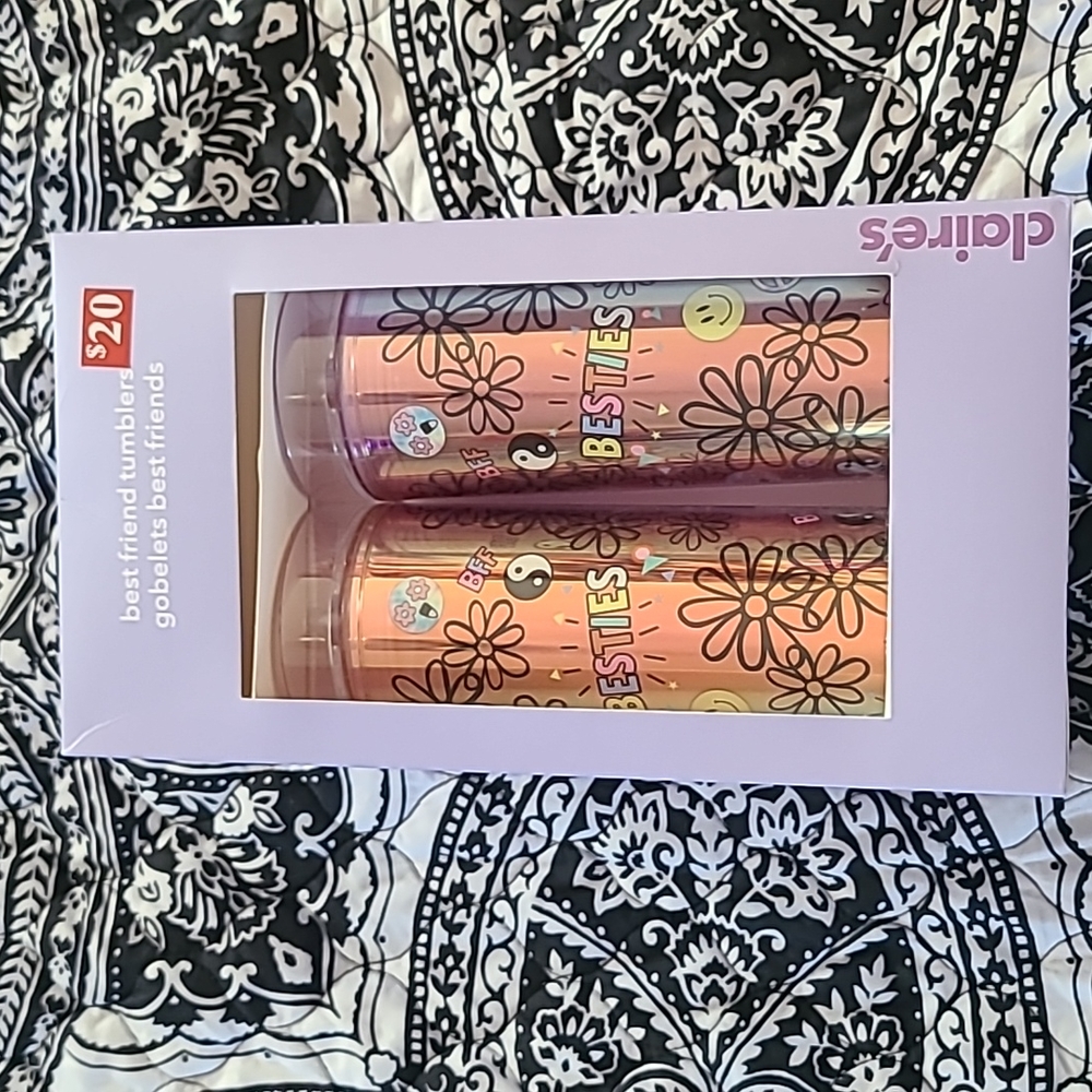Best friend tumblers shiny pink goblets claires